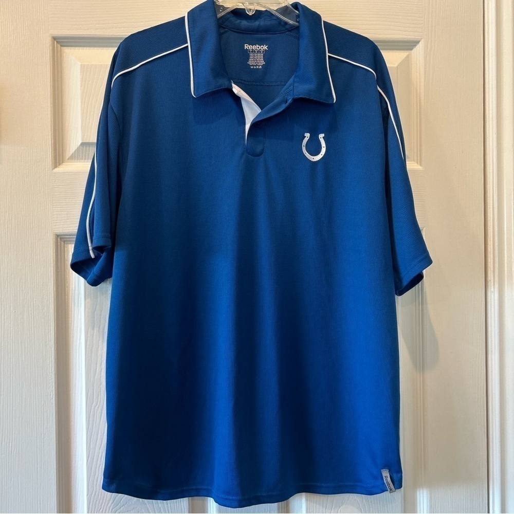 Reebok Indianapolis Colts Men’s Polo Size Large 100% Polyester Team Apparel Blue